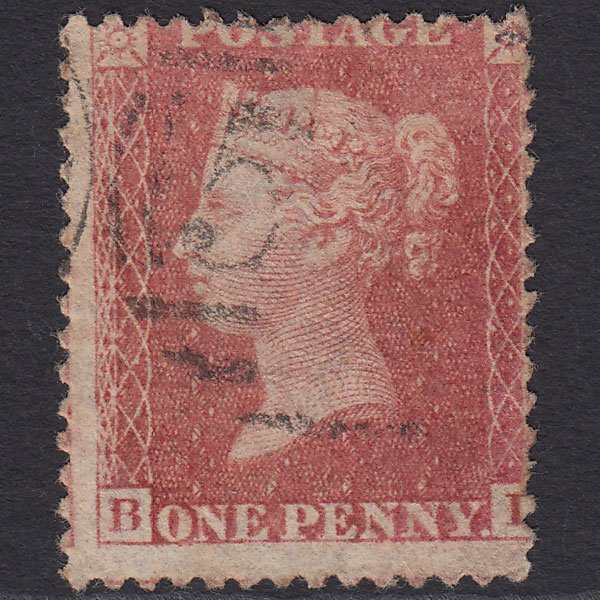 GB QV 1863 1d Rose-red (Plate 50) SG42-C12(1) BL GU Light Cancel Misperf