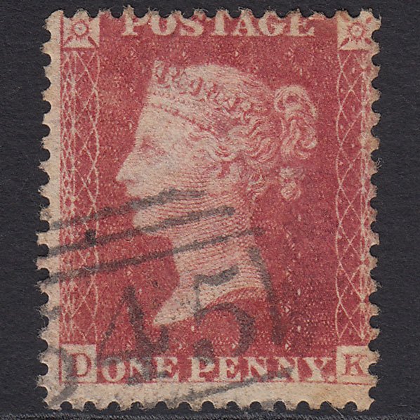 GB QV 1857 1d Rose-red (Plate 67) SG40-C10(1) DK GU Newcastle 545