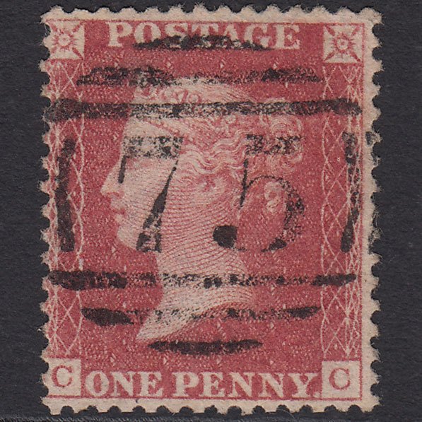 GB QV 1861 1d Rose-red Plate R16 SGC13(3) CC VFU Birmingham 75