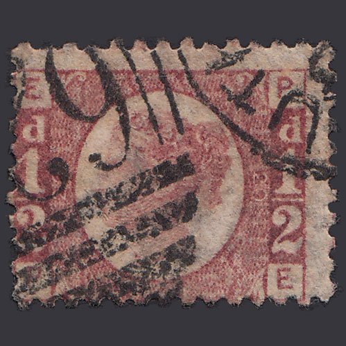 GB QV 1870 1/2d Rose-red (Plate 20) SG48-G4 PE GU Portsmouth 625 Misperf