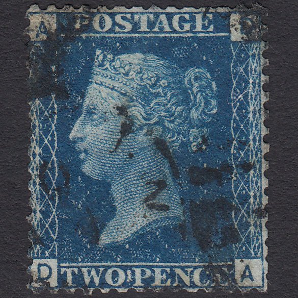 GB QV 1869 2d Blue (Plate 15) SG46-G3 DA GU London D&S Cancel