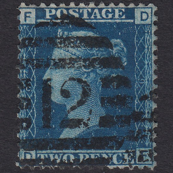 GB QV 1858 2d Blue (Plate 9) SG45-G2 DF FU London IS 12