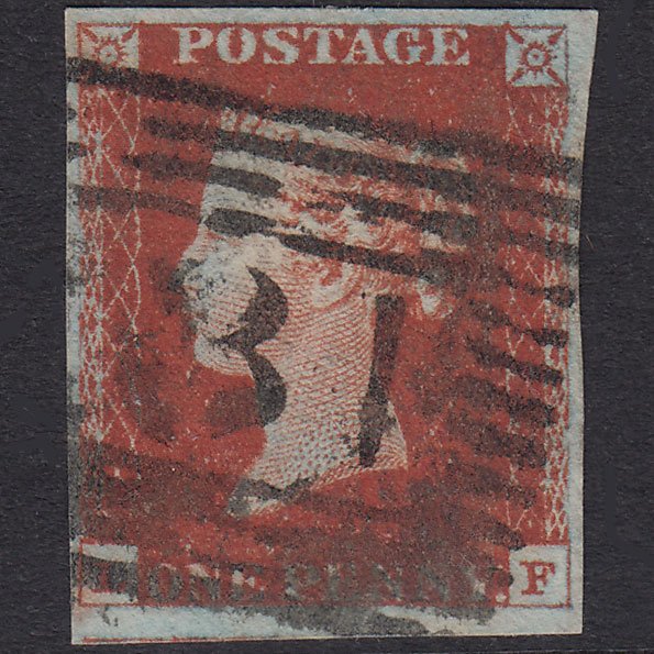 GB QV 1841 1d Deep Red-Brown Plate 50 SG10-B1(4) LF FU 4M Edinburgh 131