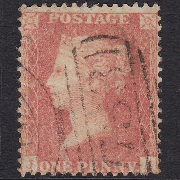 GB QV 1857 1d Pale Rose Plate 44 SGC9A(1) JJ GU Stockport 733 Tear