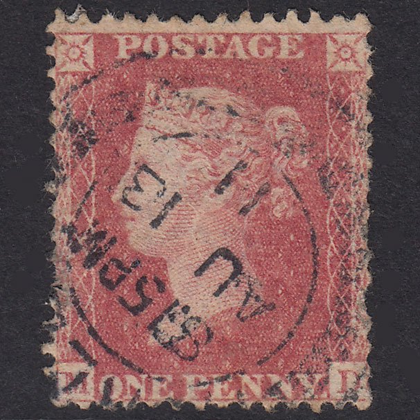 GB QV 1857 1d Rose-Red Pl 27 SG40-C10(1) MD PU VERY LATE USAGE (1911 CDS)