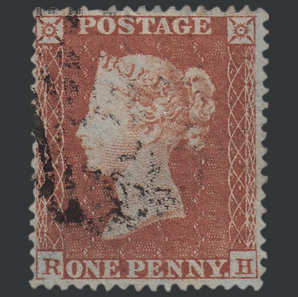 GB QV 1854 1d Red-Brown Plate 168 SG17-C1(1) RH FU