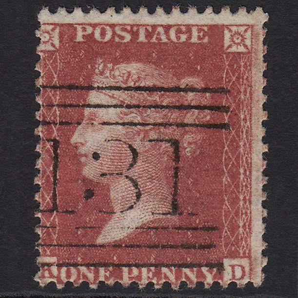 GB QV 1857 1d Rose-red (Plate 52) SG40-C10(1) KD VFU Edinburgh 131