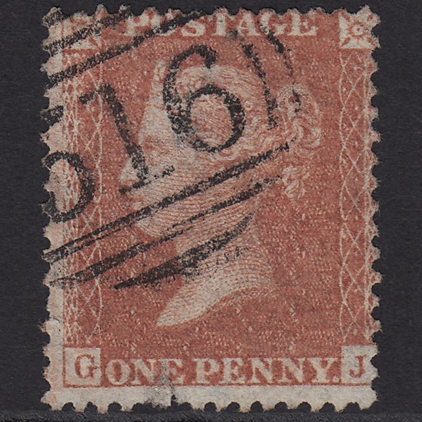 GB QV 1855 1d (Plate 24) SGC7(1) GJ PU Marlborough 516 Heavily Thinned