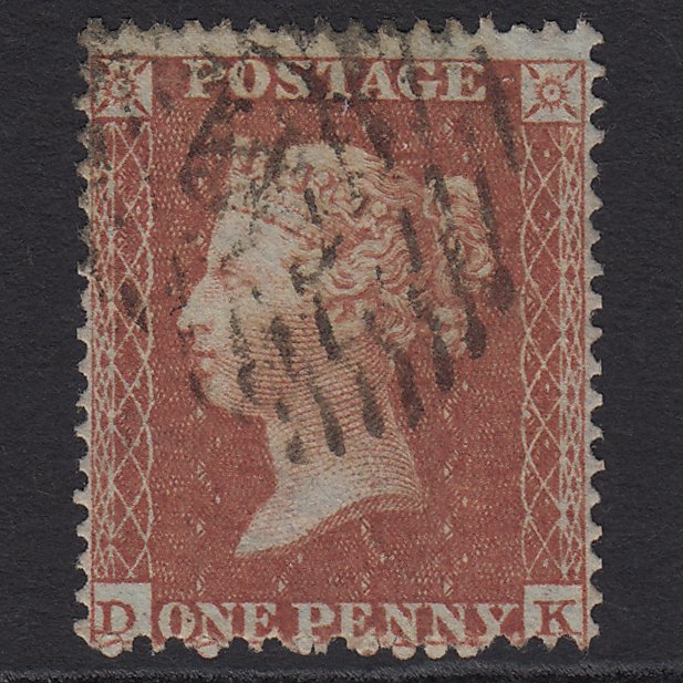 GB QV 1855 1d Red-brown (Plate 2) SG21-C4(1) DK FU London IS Cancel