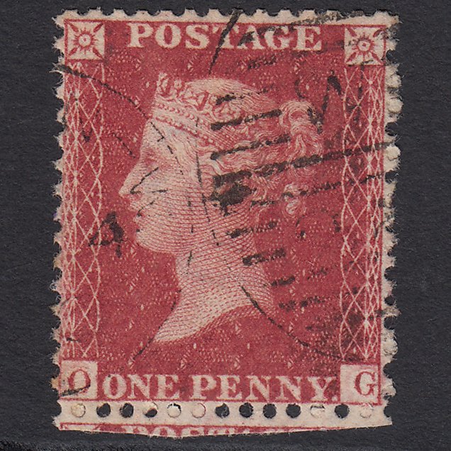 GB QV 1857 1d Rose-red (Plate 56) SG40-C10(1) OG FU London D&S Cancel