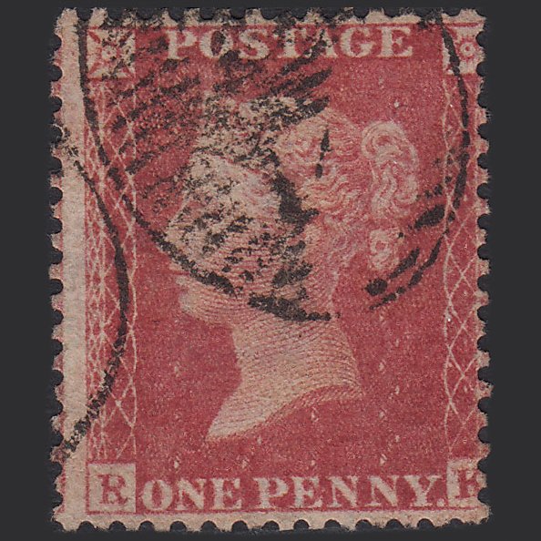GB QV 1857 1d Rose-red (Plate 36) SG40-C10(1) RK GU London D&S Cancel Misperf