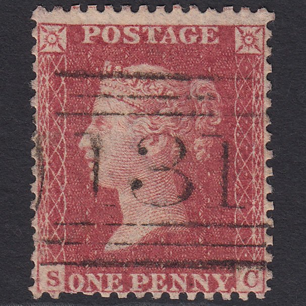 GB QV 1857 1d Rose-red (Plate 48) SG40-C10(1) SC GU Edinburgh 131