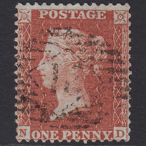 GB QV 1855 1d Red-brown (Plate 17) SGC6(1) ND FU London IS Cancel