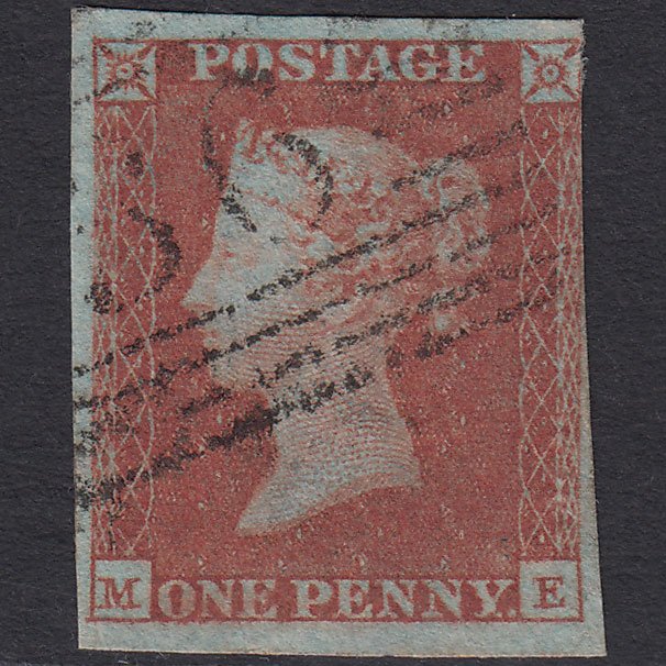 GB QV 1841 1d Very Blued (Plate 119) SG8a-B1(2) ME FU nr 4 Margins Scotland