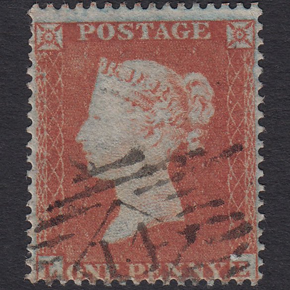 GB QV 1854 1d Red-brown (Plate 187) SG17-C1(1) LE FU