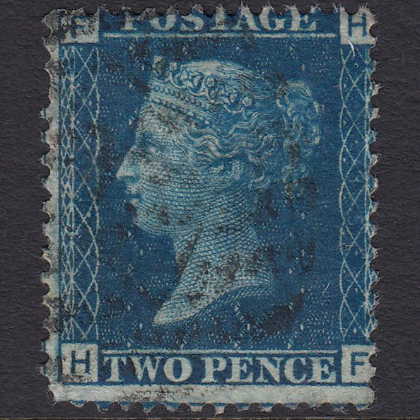 GB QV 1869 2d Blue (Plate 15) SG46-G3 HF FU London IS Cancel Misperf
