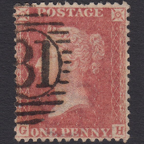 GB QV 1857 1d Pale Rose (Plate 42) SG39-C10(3) GH GU London D&S 81