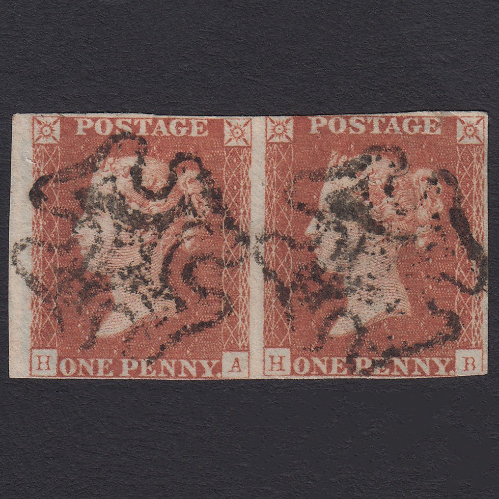 GB QV 1841 1d (Plate 22) SG8-B1(1) HA-HB FU Pair Missing Imprimaturs nr 4M MX