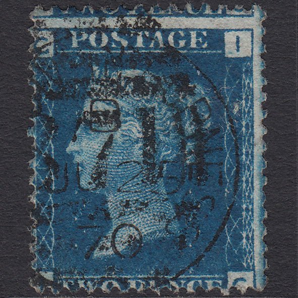 GB QV 1869 2d Blue (Plate 13) SG46-G3 IC FU CDS Cancel Misperf