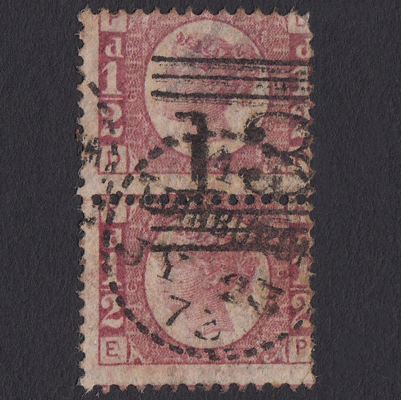 GB QV 1870 1/2d (Plate 6) SG48-G4 DP-EP FU Pair Edinburgh 131 Dotted Circle
