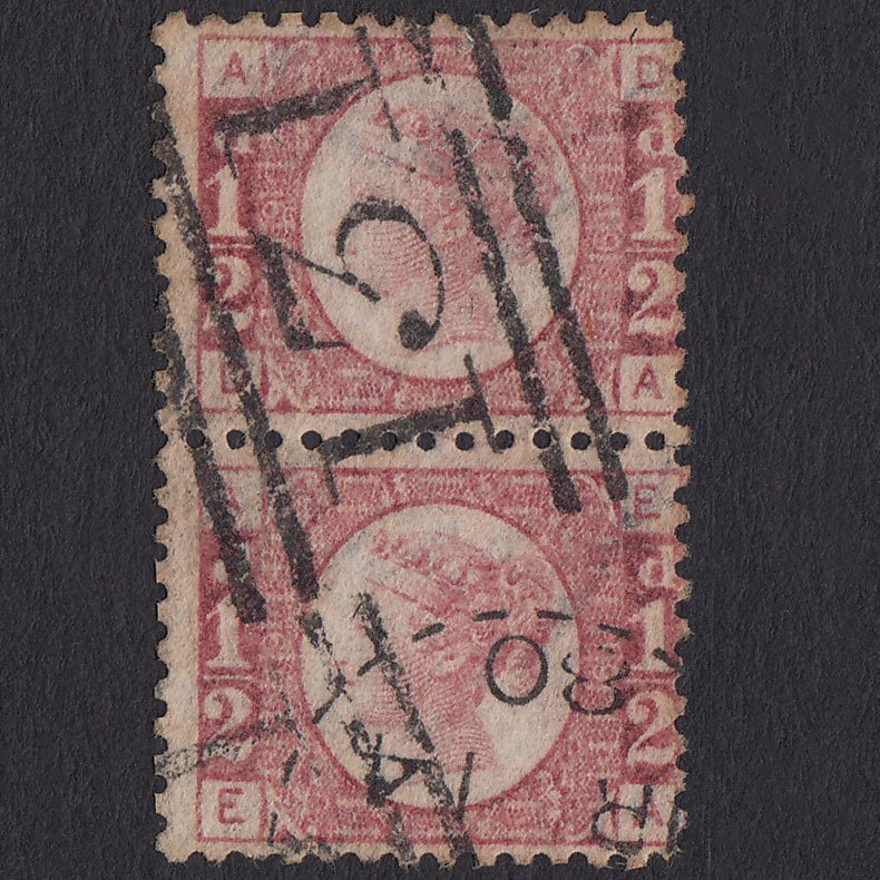 GB QV 1870 1/2d Rose (Plate 19) SG49-G4 DA-EA GU Pair Edinburgh 131