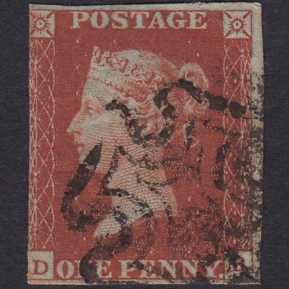 GB QV 1841 1d Red-brown (Plate 42) SG8-B1(1) DB GU 3 Margins Maltese Cross