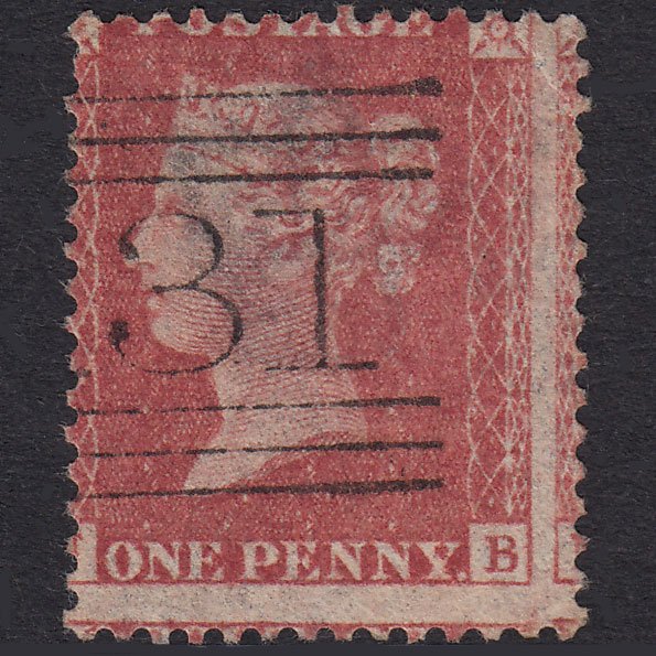 GB QV 1857 1d Rose-Red SG40-C10(1) ?B FU Edinburgh 131 Large Misperf