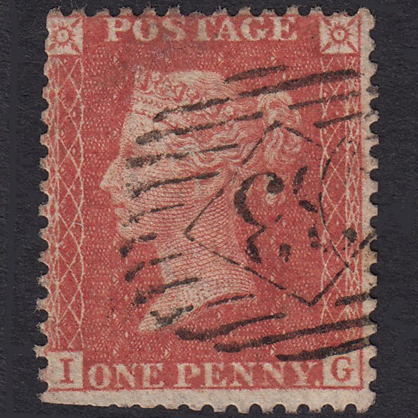 GB QV 1857 1d Red-Orange Transitional Plate 36 SGC9(2) IG GU London Is 33