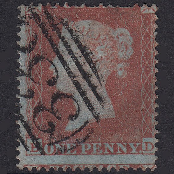 GB QV 1854 1d Red-Brown Plate 170 SG17-C1(1) BD GU Harrogate 338 Misperf