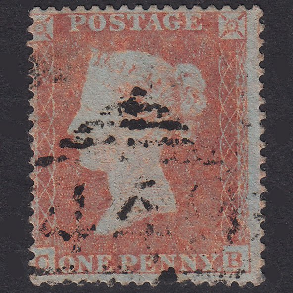 GB QV 1854 1d Red-Brown Plate 190 SG17-C1(1) CB GU Wicklow 449