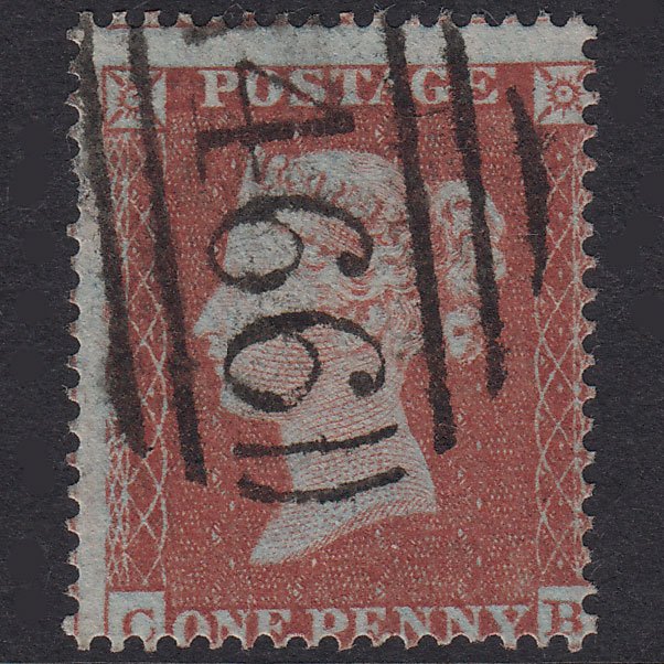 GB QV 1854 1d Red-Brown Plate 166 SG17-C1(1) CB VFU Liverpool 466 Spoon