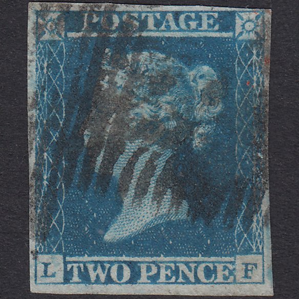GB QV 1841 2d Blue Plate 4 SG14-E1(2) LF GU 4 Margins Scotland