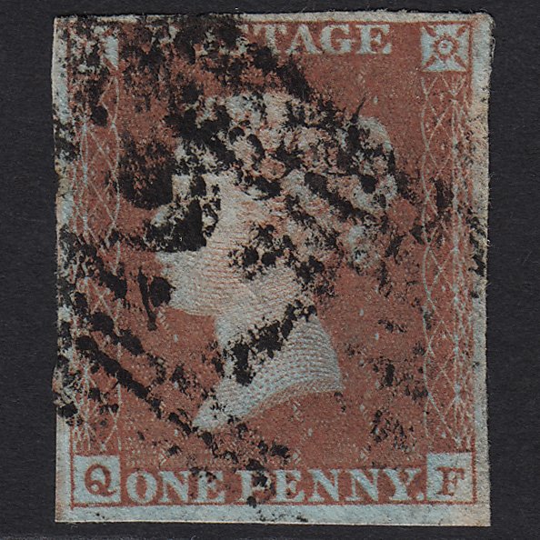 GB QV 1841 1d Red-brown (Plate 92) SG8-B1(1) QF GU Ayr 27 4 Margins