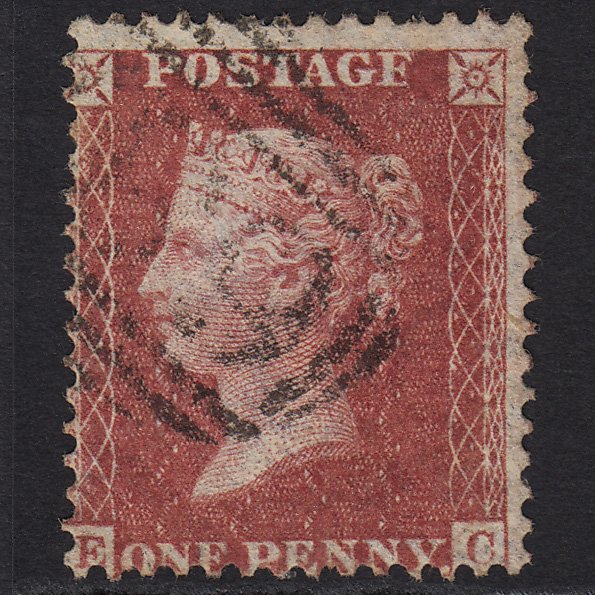 GB QV 1857 1d Rose-red (Plate 34) SG40-C10(1) EC GU Misperf