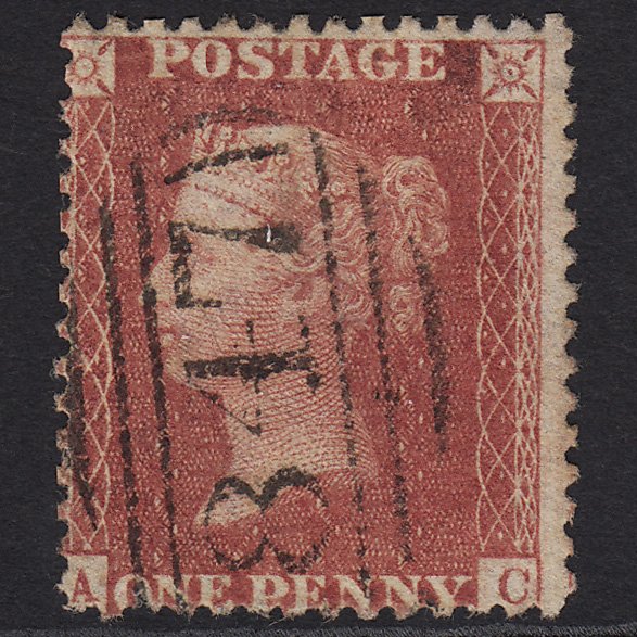 GB QV 1857 1d Rose-red SG40-C10(1) AC GU Miss Imprimatur Warrington 847