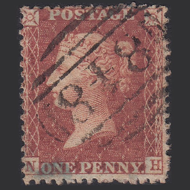 GB QV 1856 1d Red-brown (Plate 40) SG29-C8(1) NH FU Warwick 848