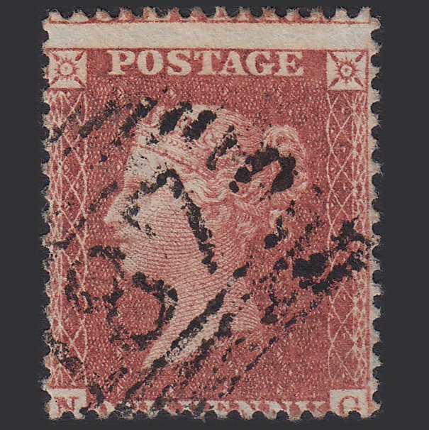 GB QV 1856 1d Red-brown (Plate 35) SG29-C8(1) NG FU Jedburgh 187 Misperf