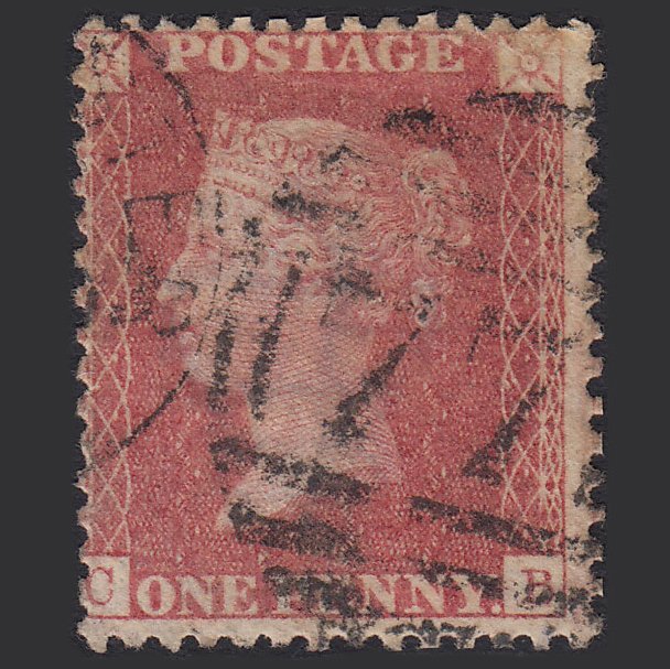 GB QV 1857 1d Rose-red (Plate 62) SG40-C10(1) CB GU Tadcaster 772 Misperf