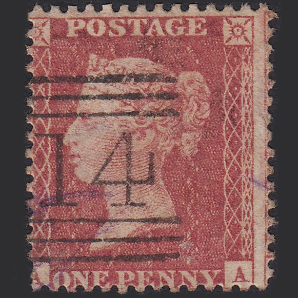 GB QV 1857 1d Rose-red (Plate 62) SG40-C10(1) AA FU Dundee 114 Misperf