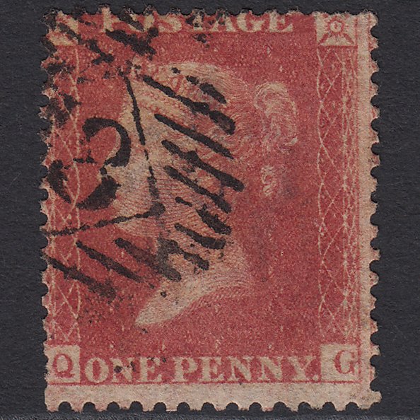GB QV 1857 1d Rose-red (Plate 61) SG40-C10(1) QG GU London IS Cancel