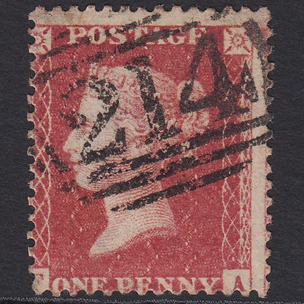 GB QV 1857 1d Rose-red SG40-C10(1) FA FU Cullompton 214 Misperf