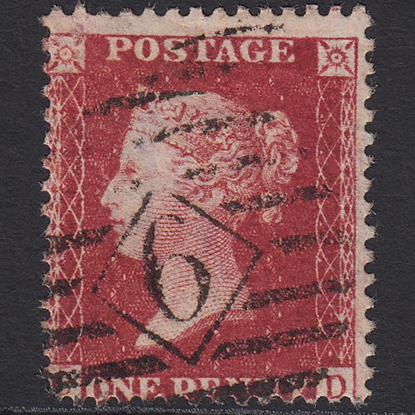 GB QV 1857 1d Deep Rose-red (Plate 46) SG41-C10(4) CD GU London IS Cancel