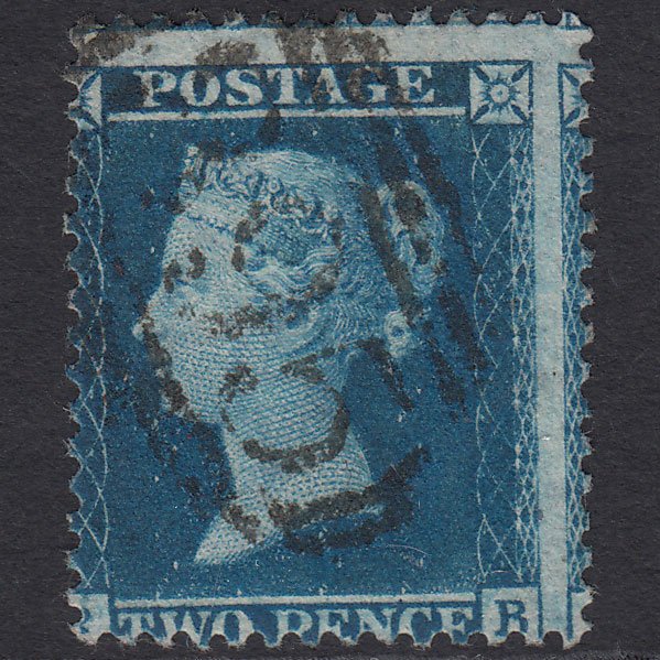GB QV 1857 2d Blue (Plate 6) SG35-F7 RB FU Wirksworth 895 Large Misperf