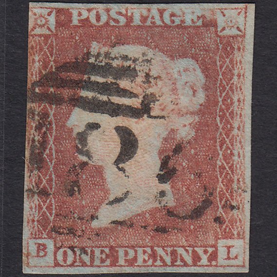 GB QV 1841 1d Pale Red-brown (Plate 77) SG9-B1(3) BL FU 3 Margins Dublin 186