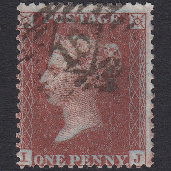 GB QV 1855 1d Plum (Plate 17) SGC6(3) IJ FU London IS 15 Misperf