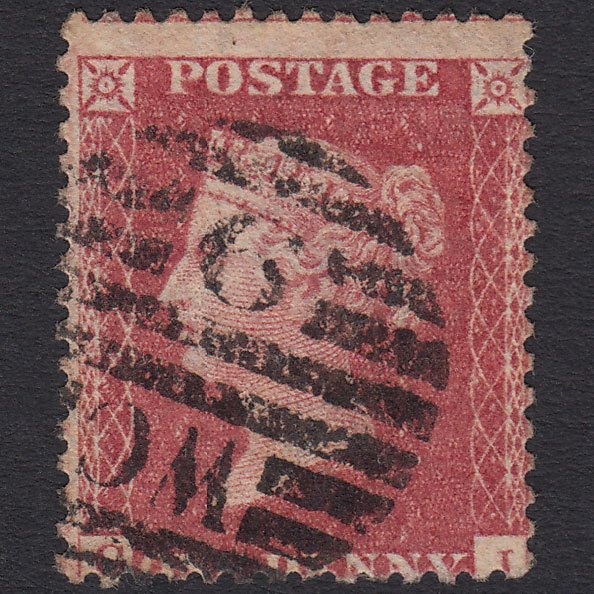 GB QV 1857 1d Rose-red (Plate 27) SG40-C10(1) GJ GU London D&S WC9 Misperf