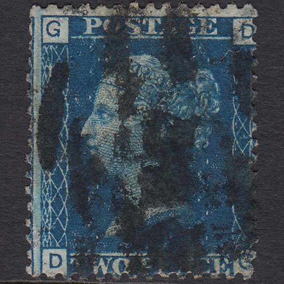 GB QV 1869 2d Blue SG46-G3 DG GU Misperf