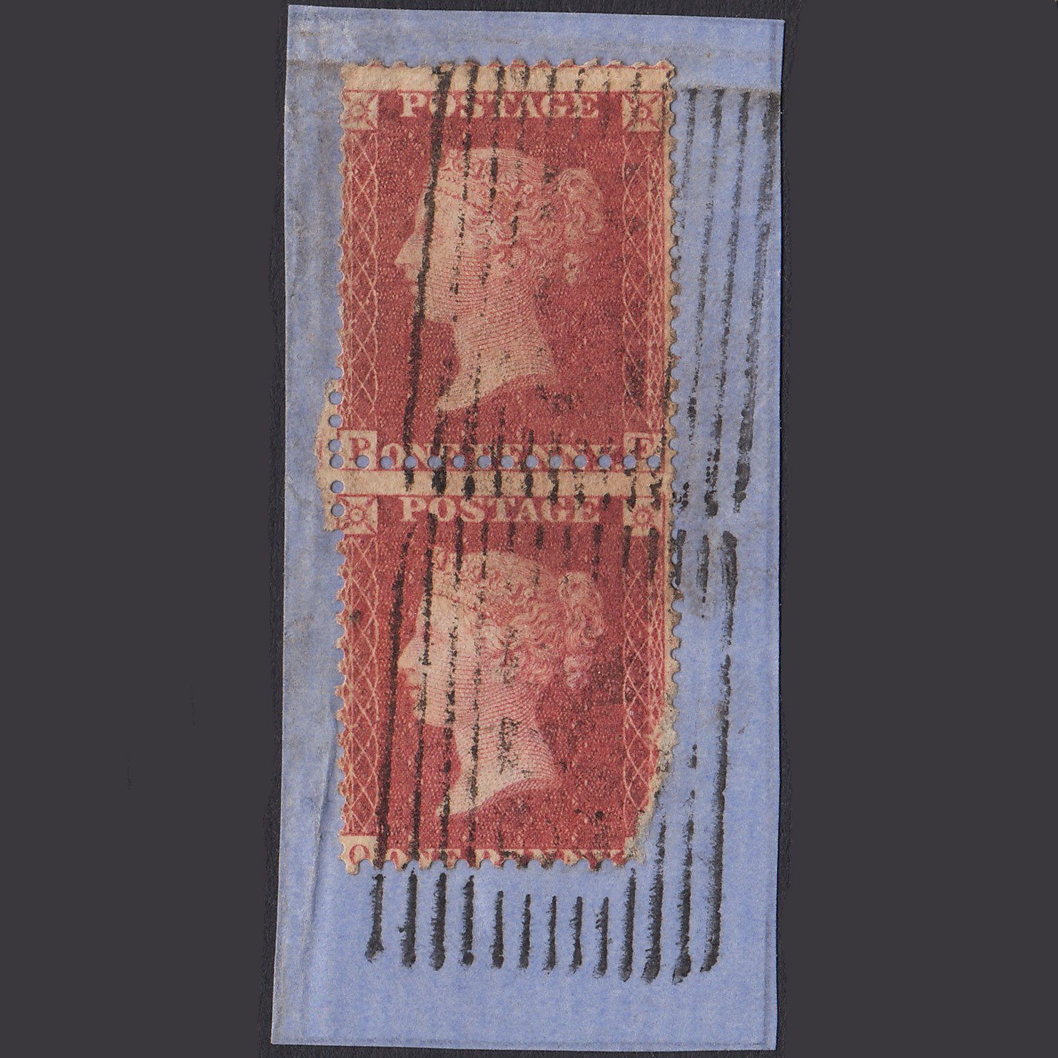 GB QV 1857 1d Rose-red (Plate 52) SG40-C10(1) PE-OE GU Pair Lerwick 223