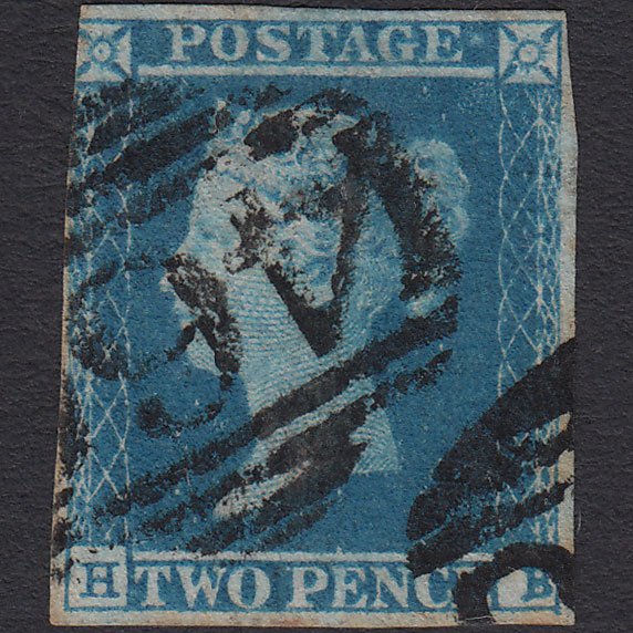 GB QV 1841 2d Blue (Plate 4) SG14-E1(2) HB GU 3 Margins Liverpool 466