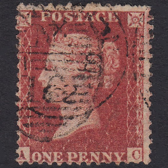 GB QV 1857 1d Rose-Red Plate 62 SG40-C10(1) AC GU Missing Imprimatur CDS
